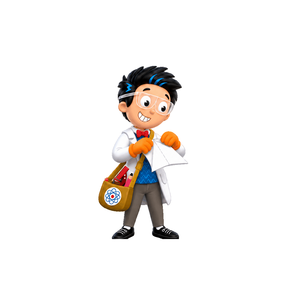 GyanPro mascot testing a paper flying activity