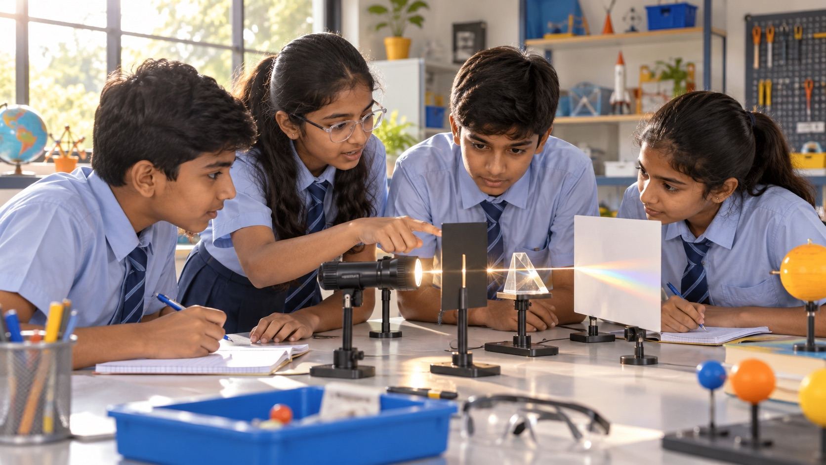 Students exploring a hands-on science activity together