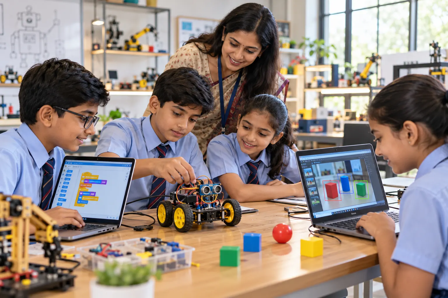Students exploring robotics, coding and AI